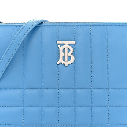 Burberry Lambskin Quilted Lola Double Pouch Crossbody Bright Sky Blue 9 of 12