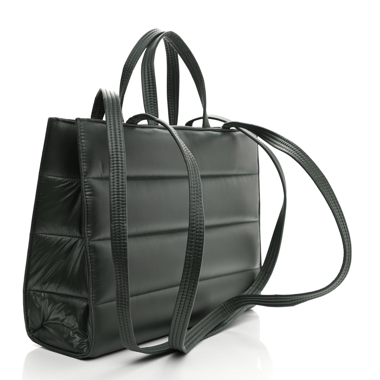 Nylon Medium Puff Shopping Bag Green