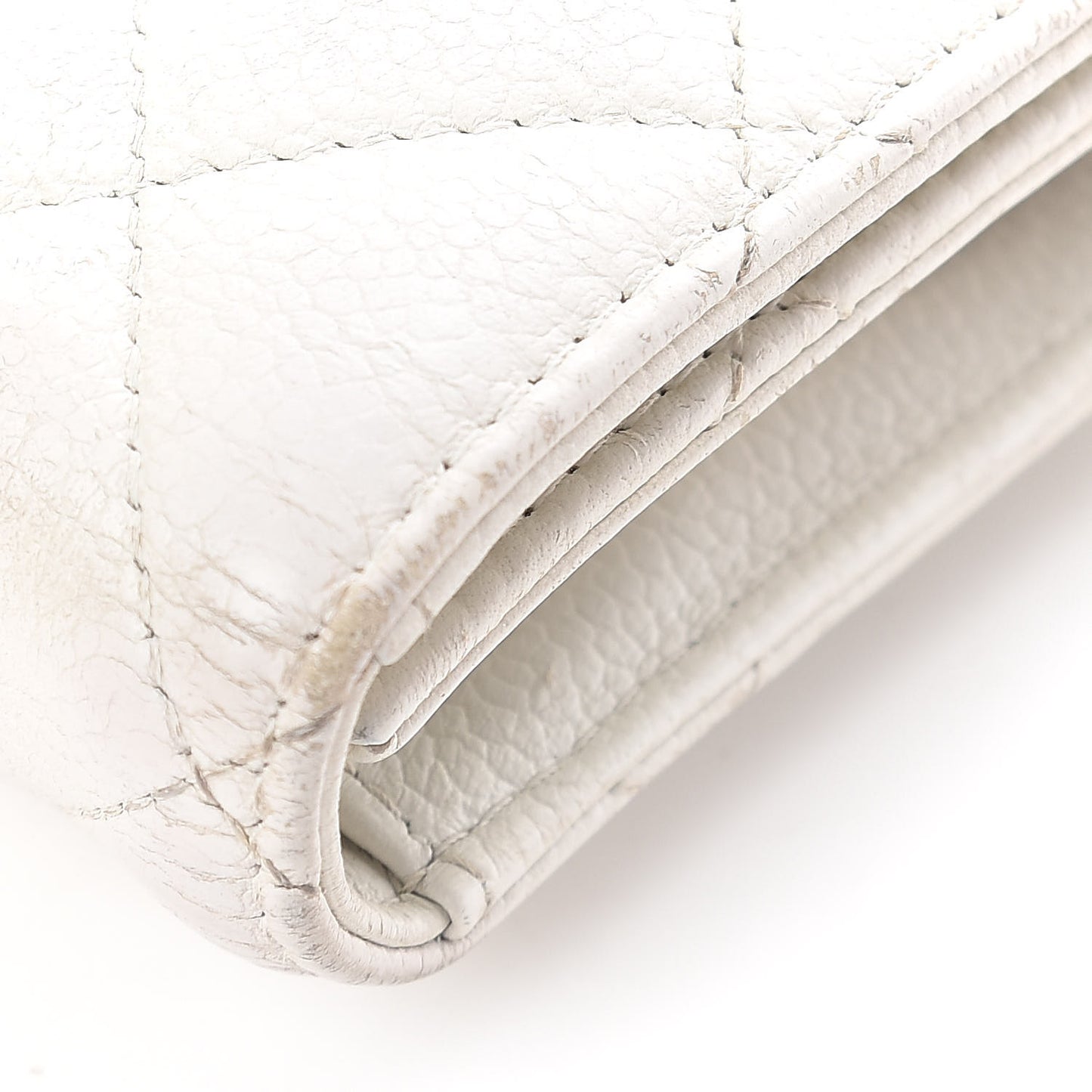 Caviar Quilted Large Flap Wallet White