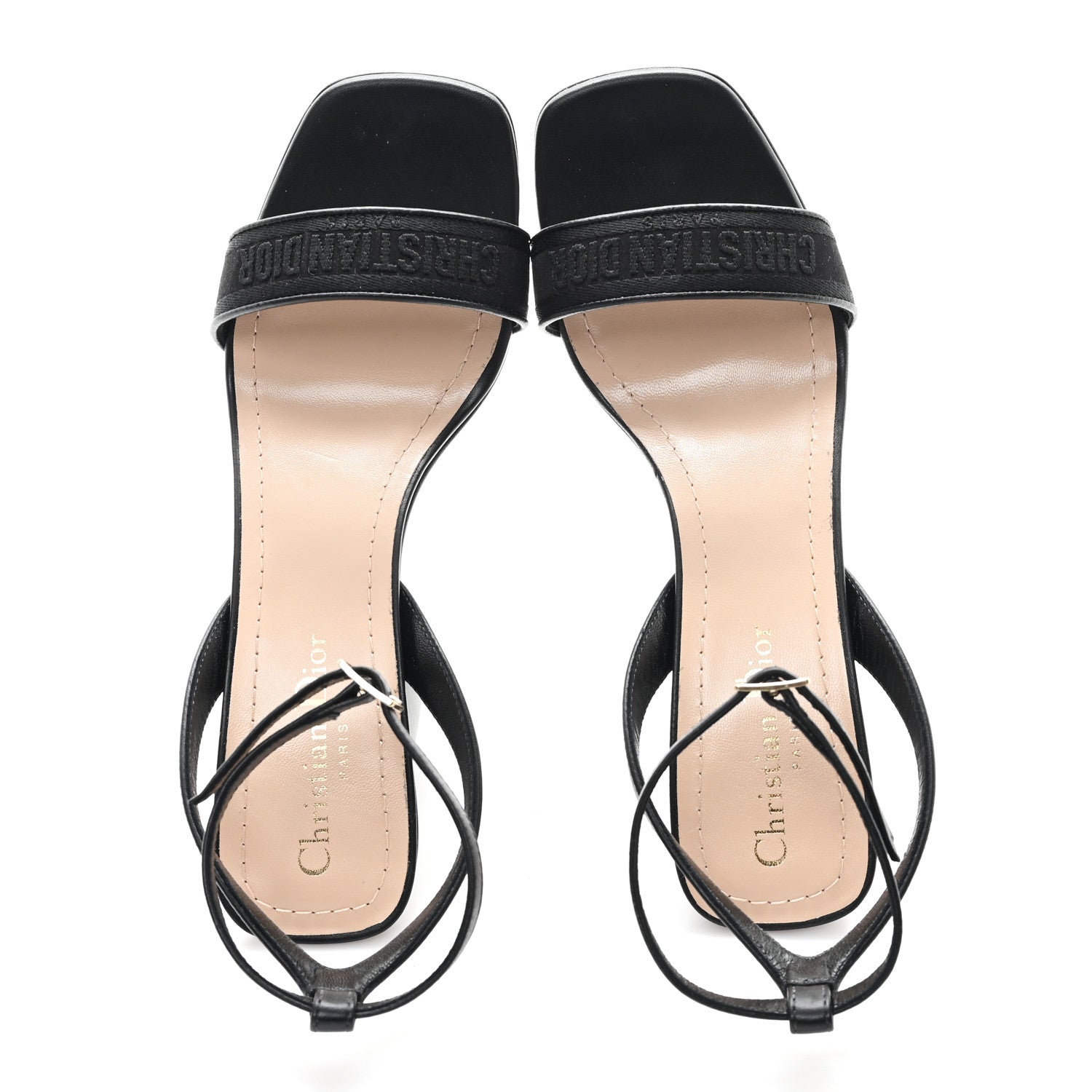 Christian Dior Canvas Embroidered Dway 80mm Sandals 38 Black 2 of 9