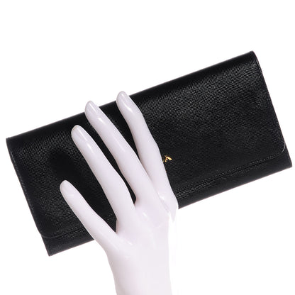 Prada Saffiano Multicolor Continental Flap Wallet Black Geranio 2 of 7