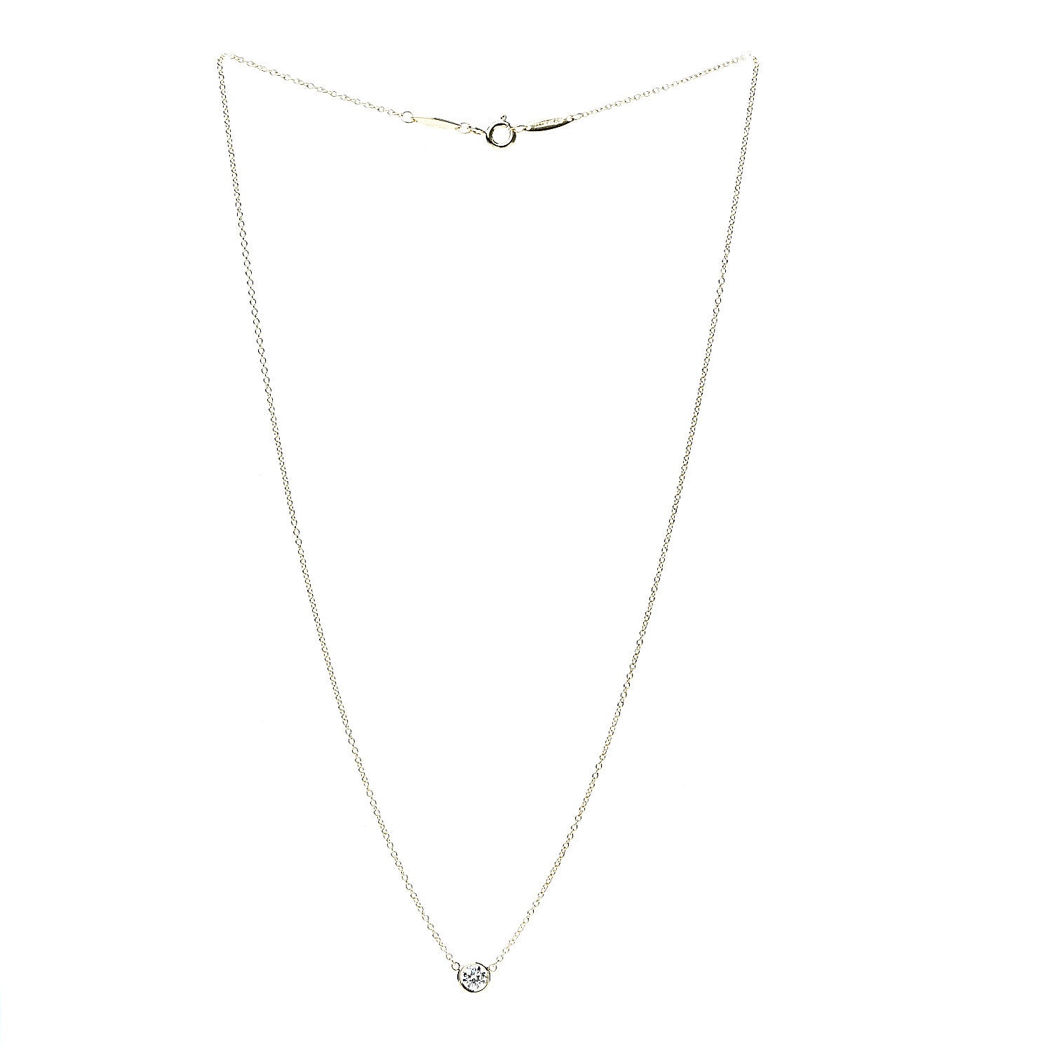 Tiffany 18K Yellow Gold Diamond .25ct Elsa Peretti Diamonds by the Yard Pendant Necklace 2 of 4
