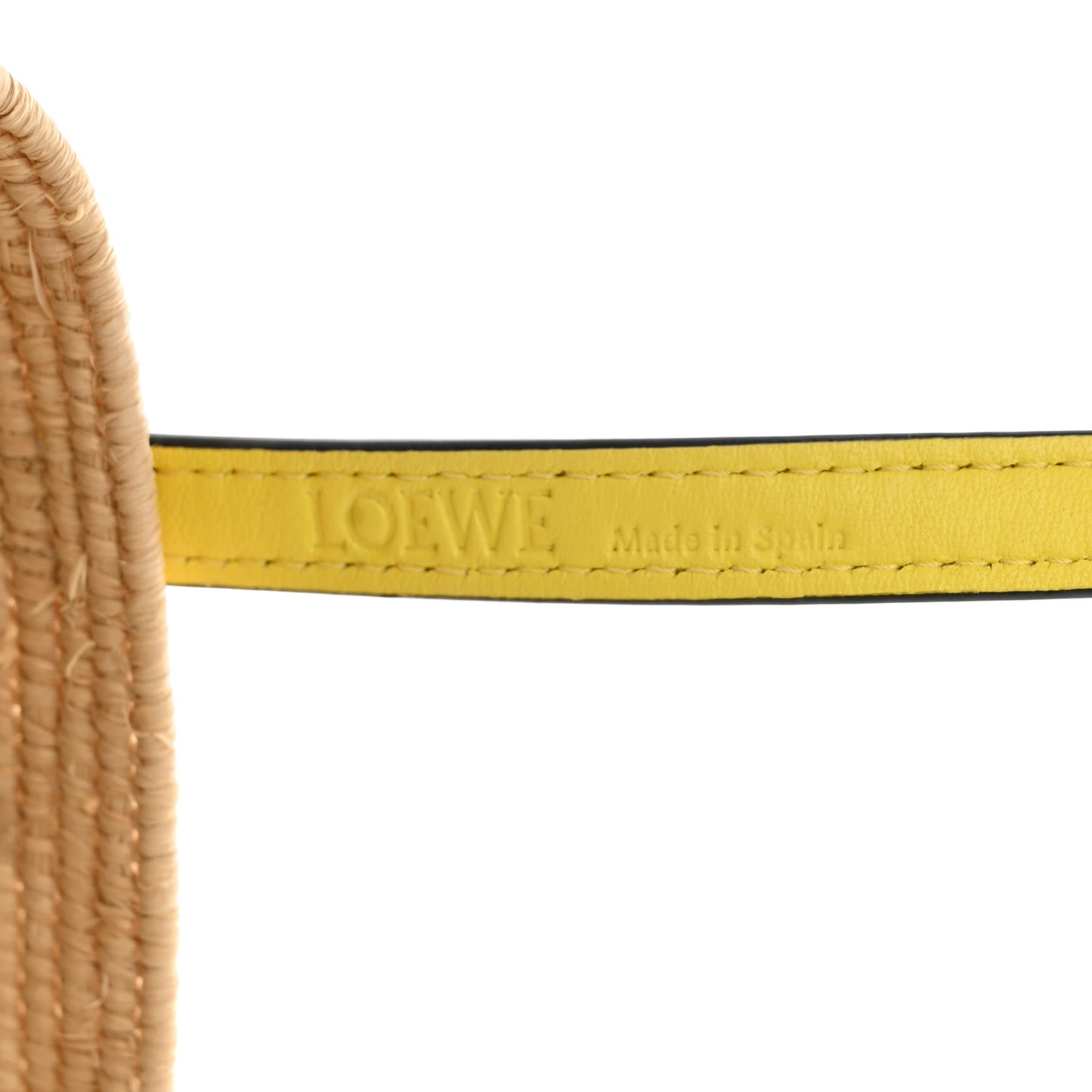 Raffia Square Mini Anagram Basket Tote Bag Natural Yellow