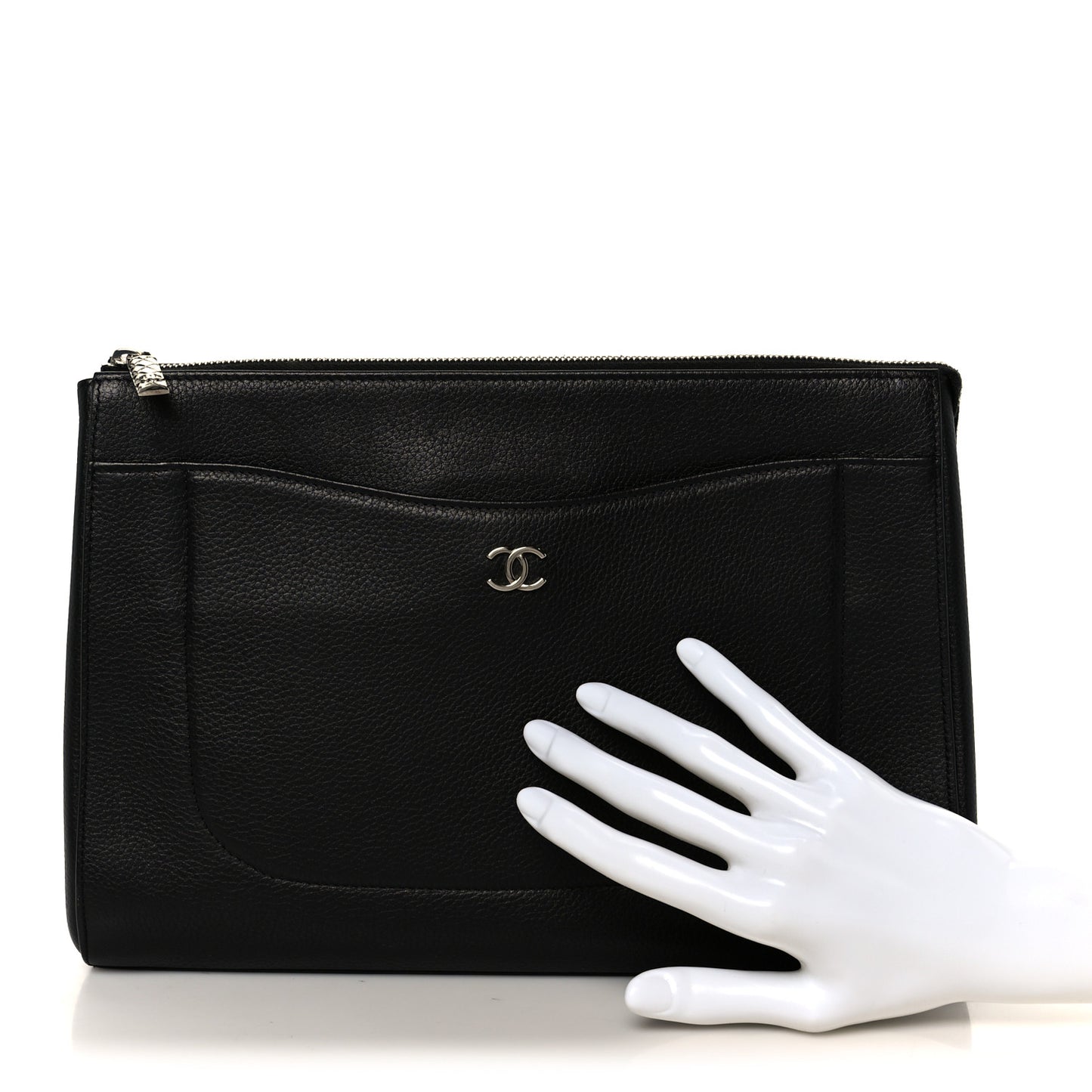 Grained Calfskin Large Neo Executive Cosmetic Case Black