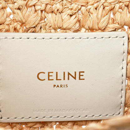 Celine Raffia Calfskin Triomphe Panier Hobo Bag Natural White 6 of 10