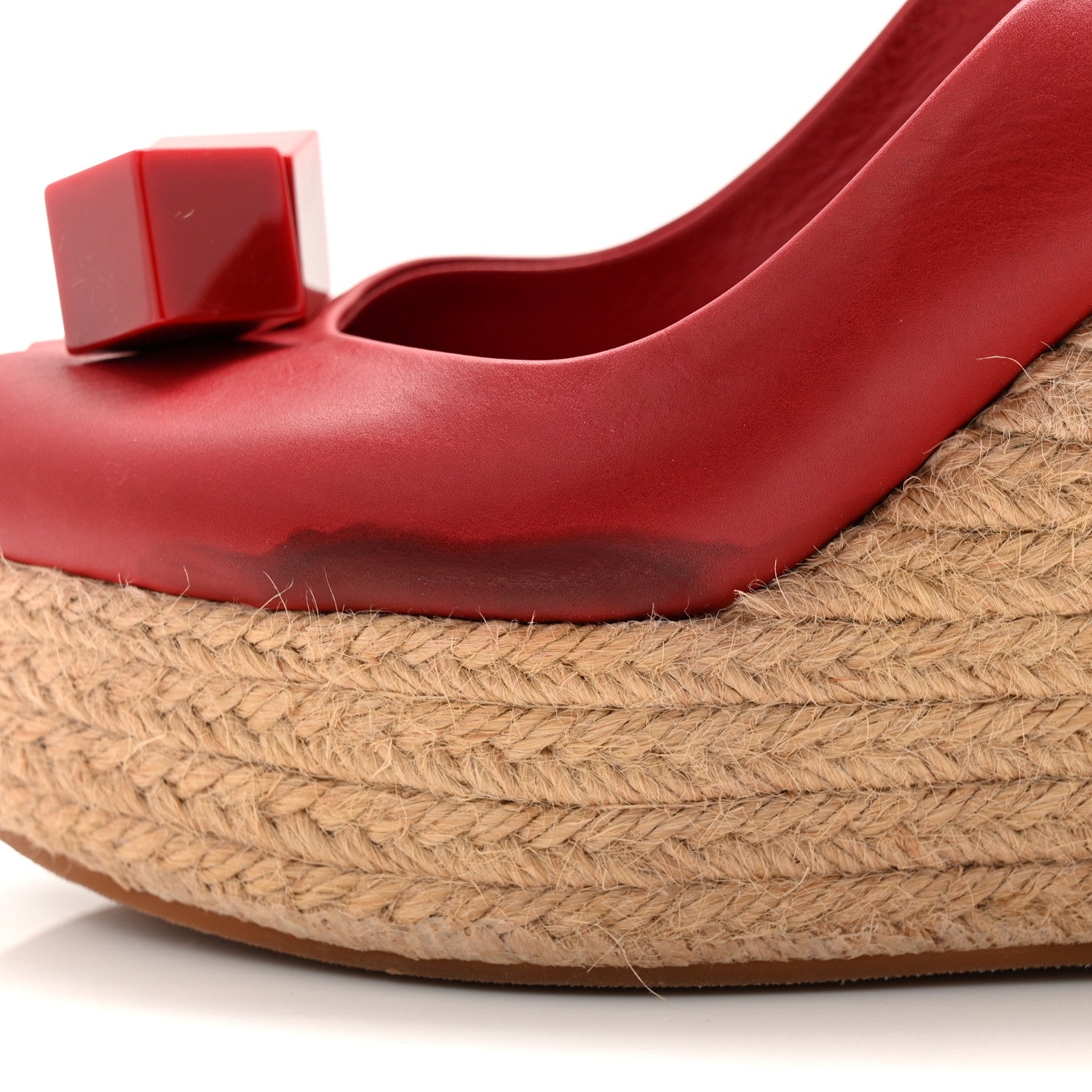 Louis Vuitton Calfskin Damier Espadrille Wedge Sandals 37.5 Red 12 of 12