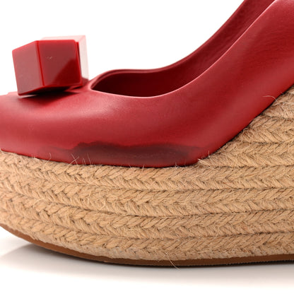 Louis Vuitton Calfskin Damier Espadrille Wedge Sandals 37.5 Red 12 of 12