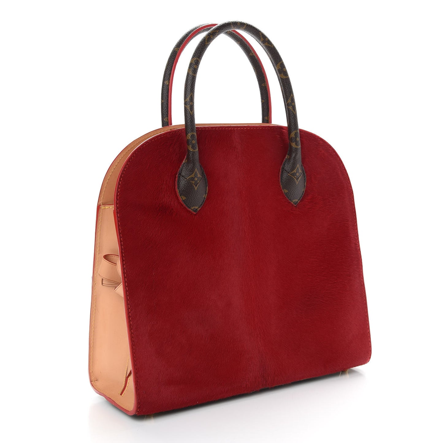 Monogram Calf Hair Spikes Iconoclasts Christian Louboutin Tote Red