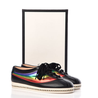 Gucci Calfskin Crystal Rainbow Womens Falacer Sneakers 39.5 Black 9 of 9