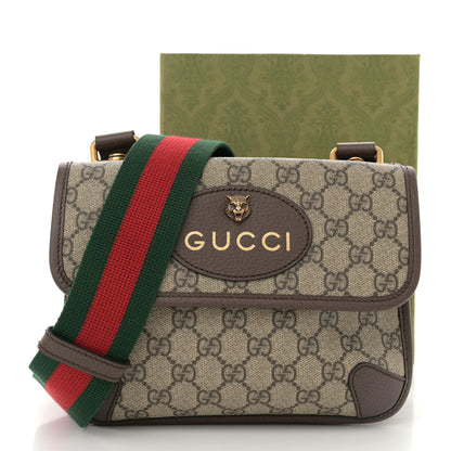 Gucci GG Supreme Monogram Web Small Neo Vintage Double Flap Messenger Bag Beige New Acero 11 of 11