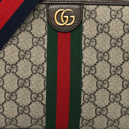 Gucci GG Supreme Monogram Textured Dollar Calfskin Web Ophidia Wristlet Shoulder Bag Beige Ebony New Acero 9 of 11