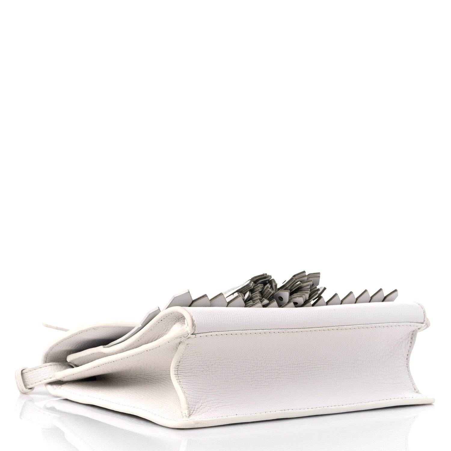 Burberry Grainy Calfskin Broguing Tassel Small Macken Crossbody Bag Chalk White 4 of 14