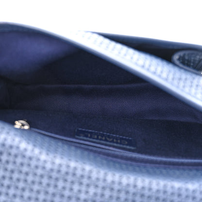 Chanel Metallic Perforated Calfskin Small Up In The Air Flap Navy Blue 5 of 10