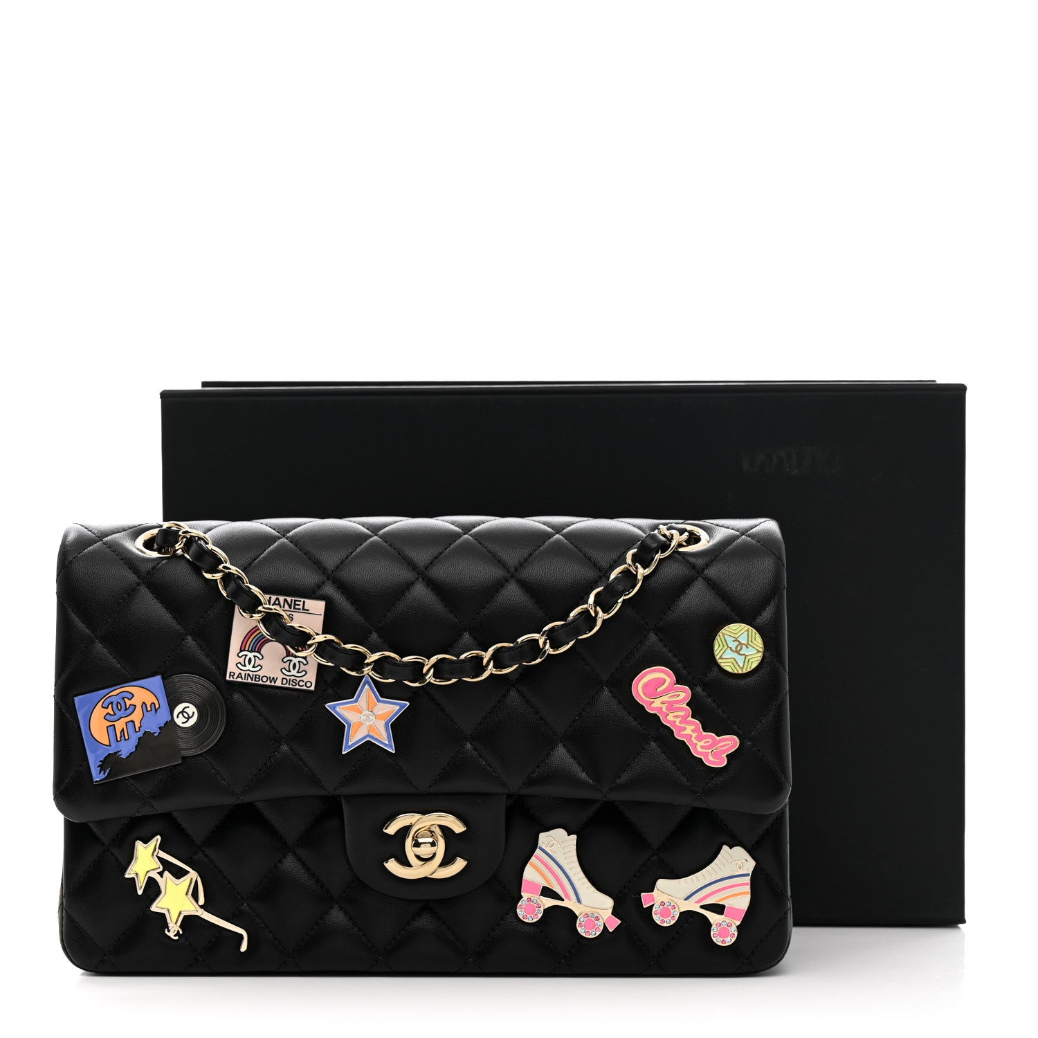 Chanel Lambskin Quilted Medium Hollywood Charms Double Flap Black 14 of 14
