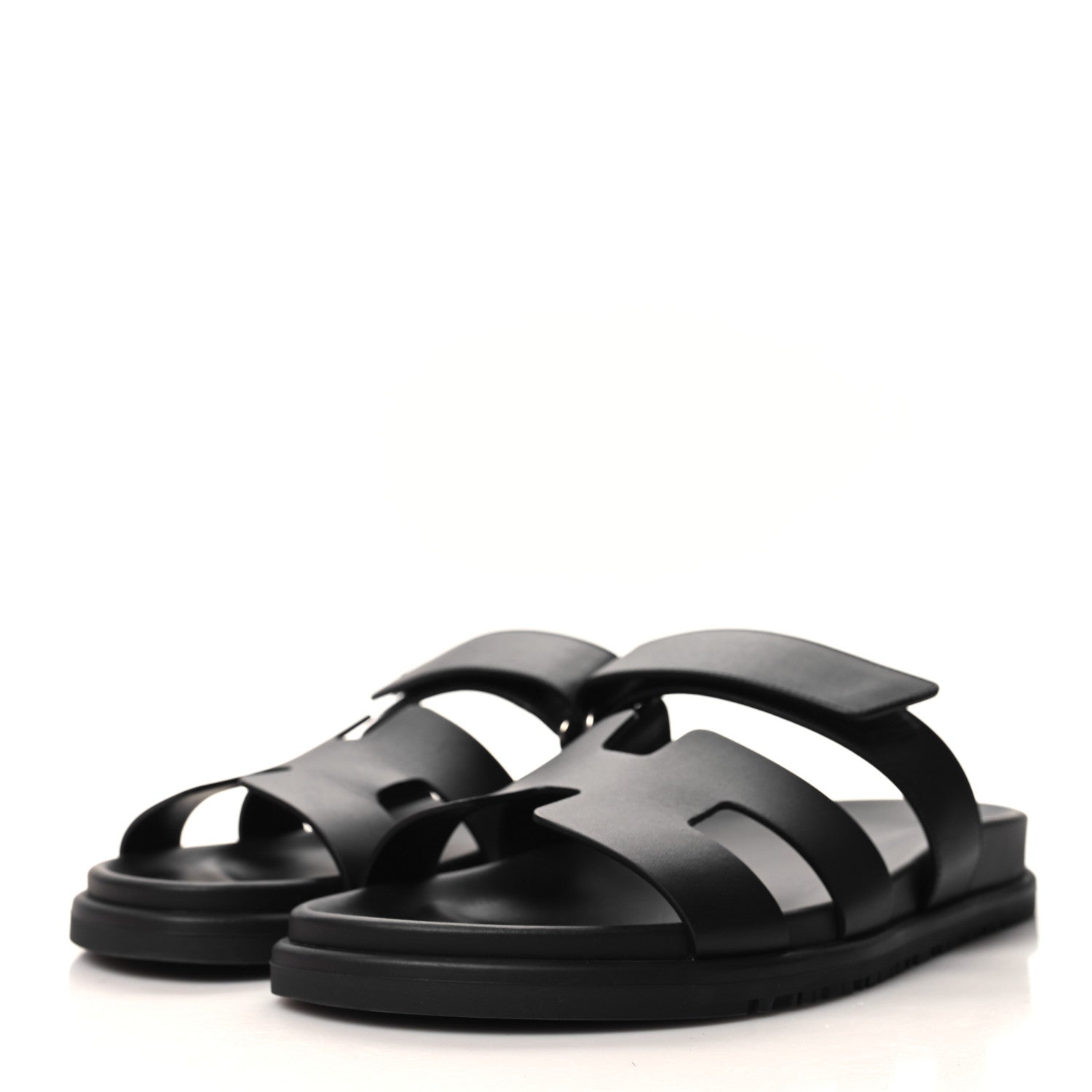 Hermes Calfskin Womens Chypre Sandals 39.5 Black 3 of 9
