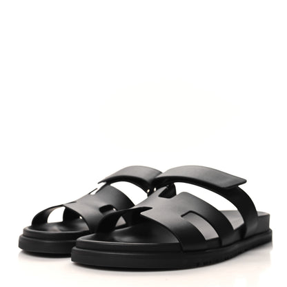 Hermes Calfskin Womens Chypre Sandals 39.5 Black 3 of 9