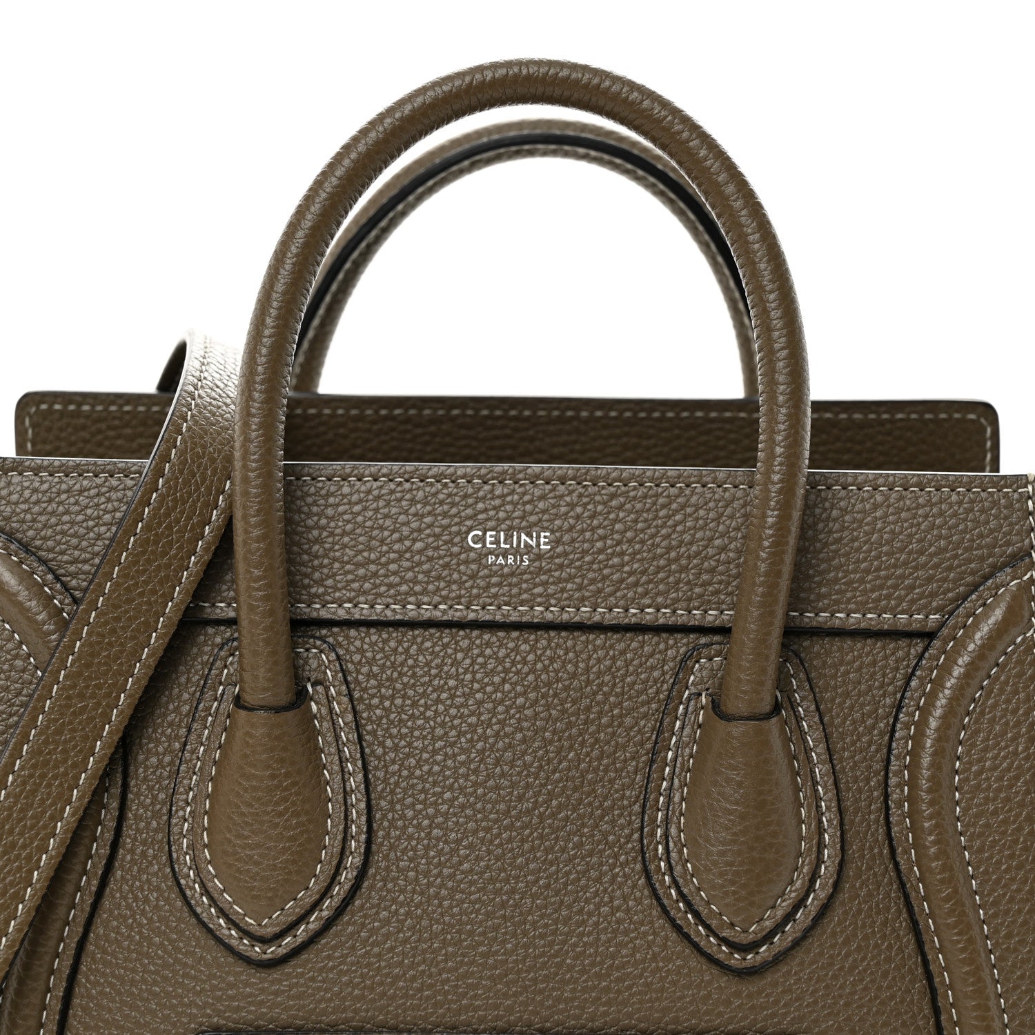 Celine Drummed Calfskin Nano Luggage Souris 9 of 11