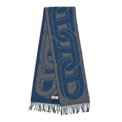 Hermes Cashmere Maillons TGM Scarf Gris Chine Bleu Turquin 2 of 4