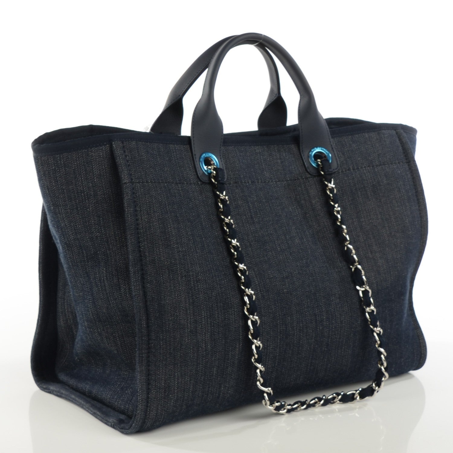 Chanel Canvas Large Deauville Tote Dark Blue 6 of 14
