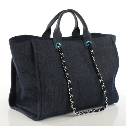 Chanel Canvas Large Deauville Tote Dark Blue 6 of 14