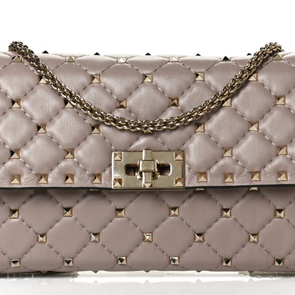 Valentino Garavani Lambskin Rockstud Spike Wallet on Chain Poudre 8 of 10