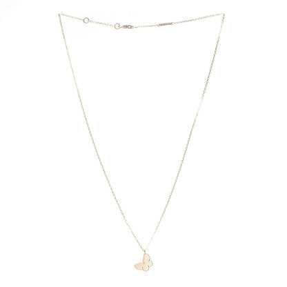 Van Cleef & Arpels 18K Yellow Gold Mother of Pearl Sweet Alhambra Butterfly Pendant Necklace 3 of 8