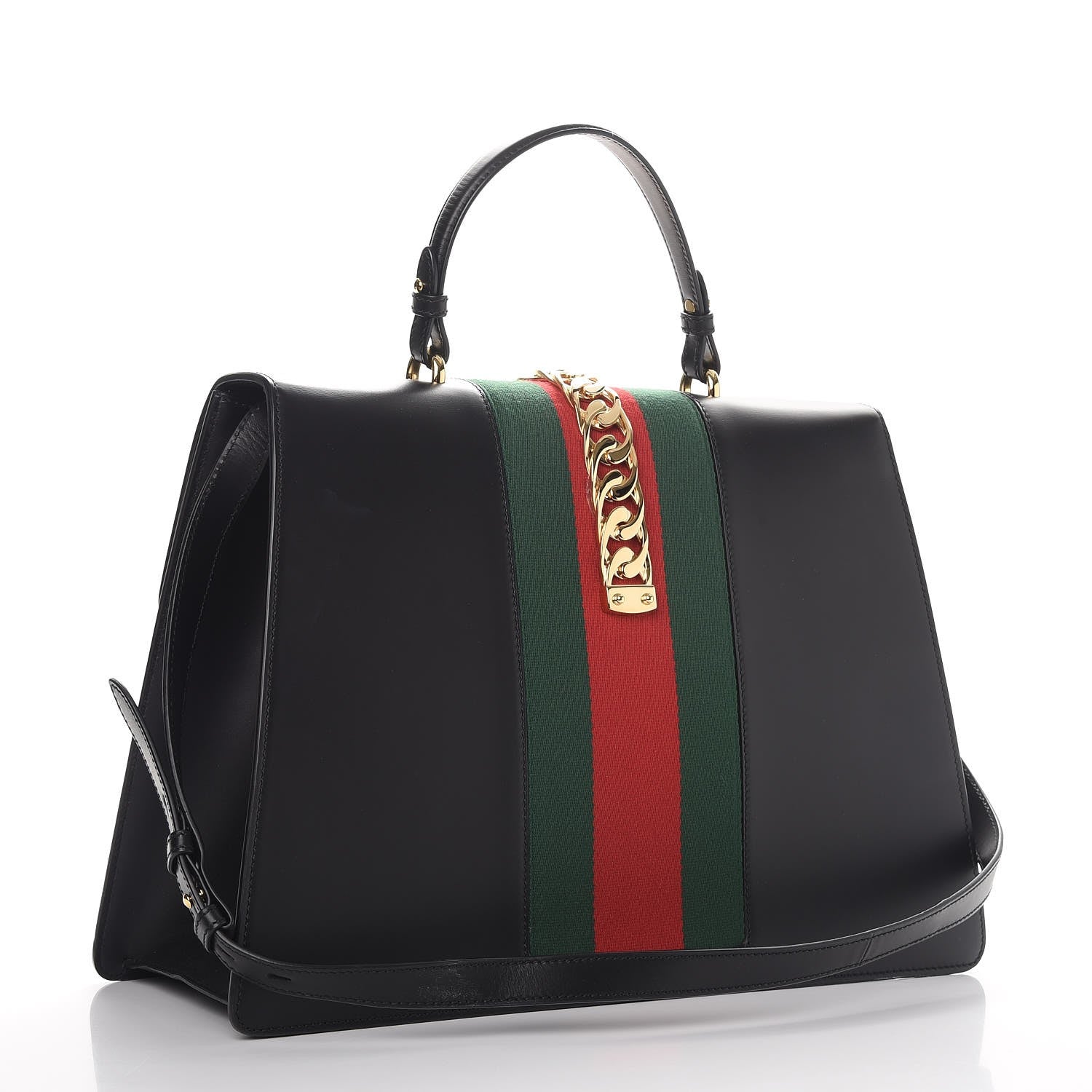 Gucci Calfskin Maxi Sylvie Top Handle Bag Black 3 of 12