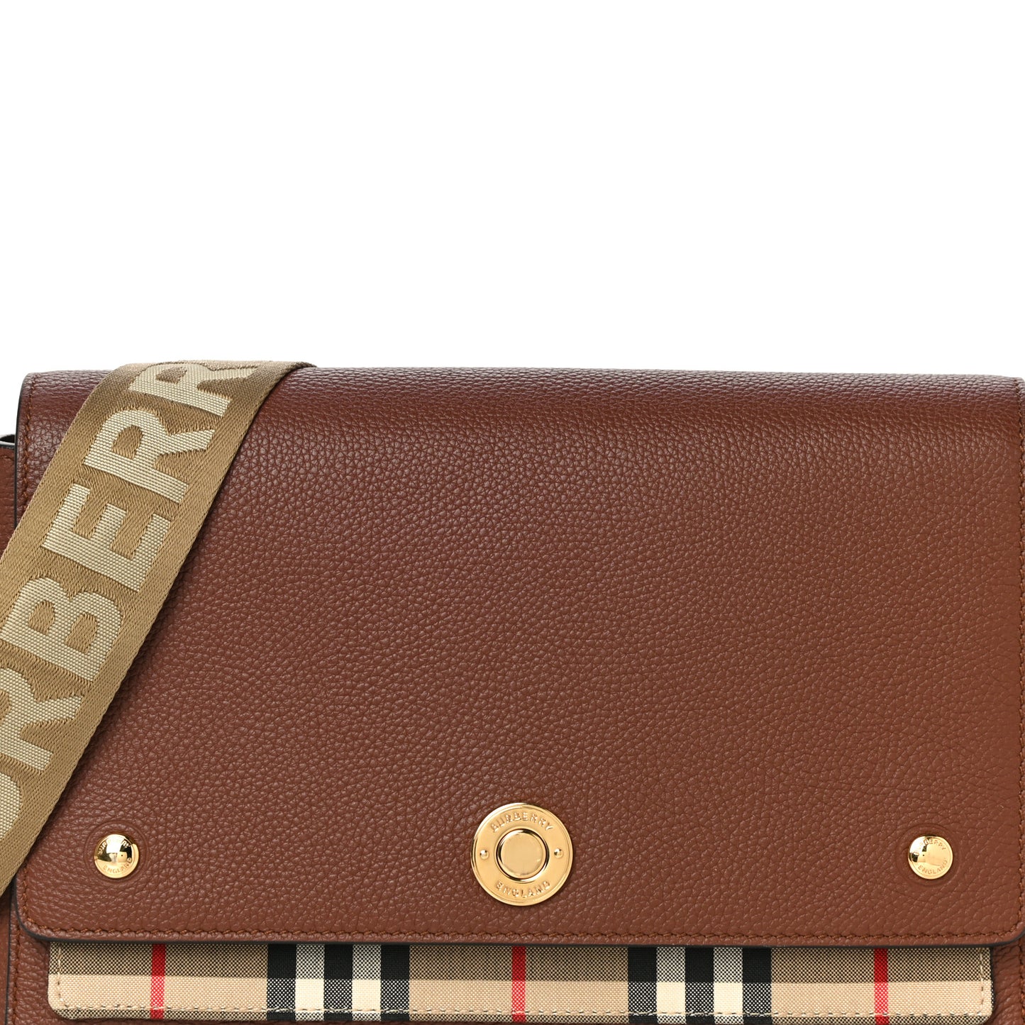 Calfskin Vintage Check Note Crossbody Bag Tan
