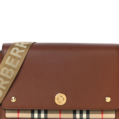 Burberry Calfskin Vintage Check Note Crossbody Bag Tan 6 of 8