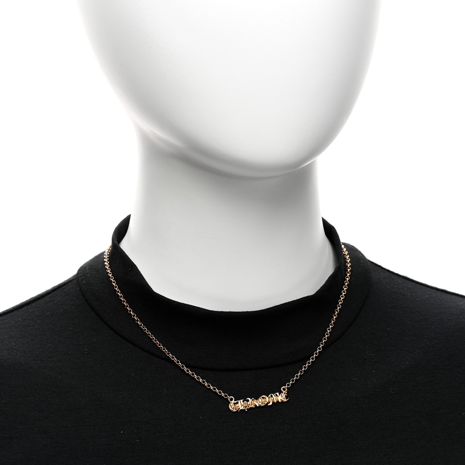 Chrome Hearts 22K Yellow Gold CHROME Script Necklace 2 of 4