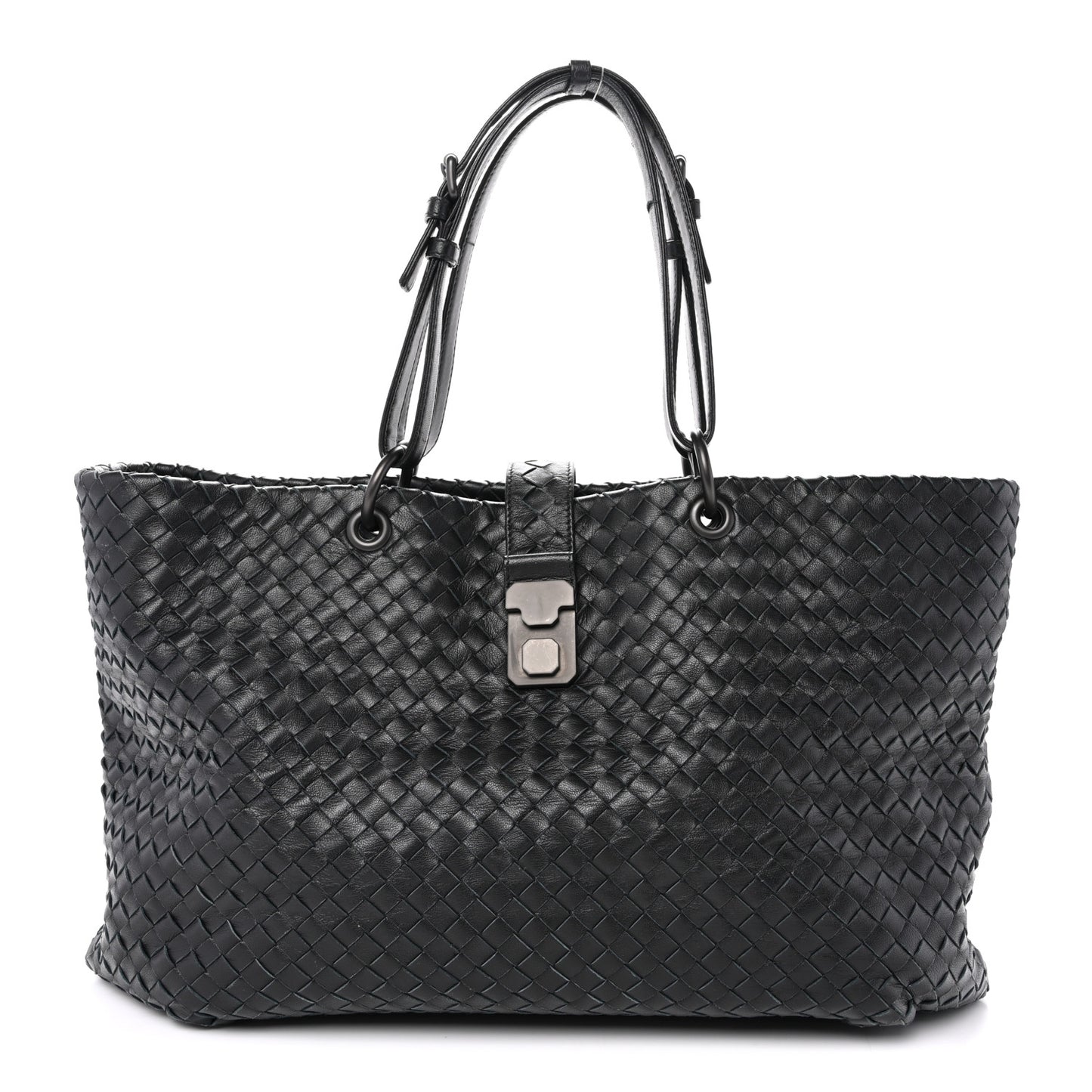Nappa Intrecciato Medium Roma Tote Black
