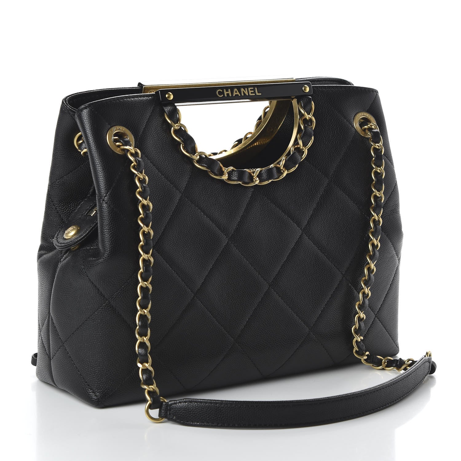 Chanel Caviar Quilted Large A Real Catch Shopping Bag Black 3 of 11