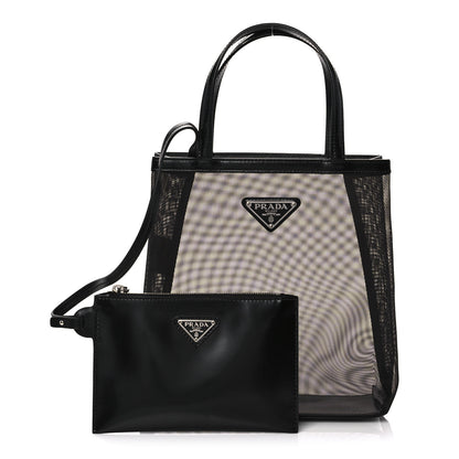Prada Mesh Small Tote Bag Black 1 of 14