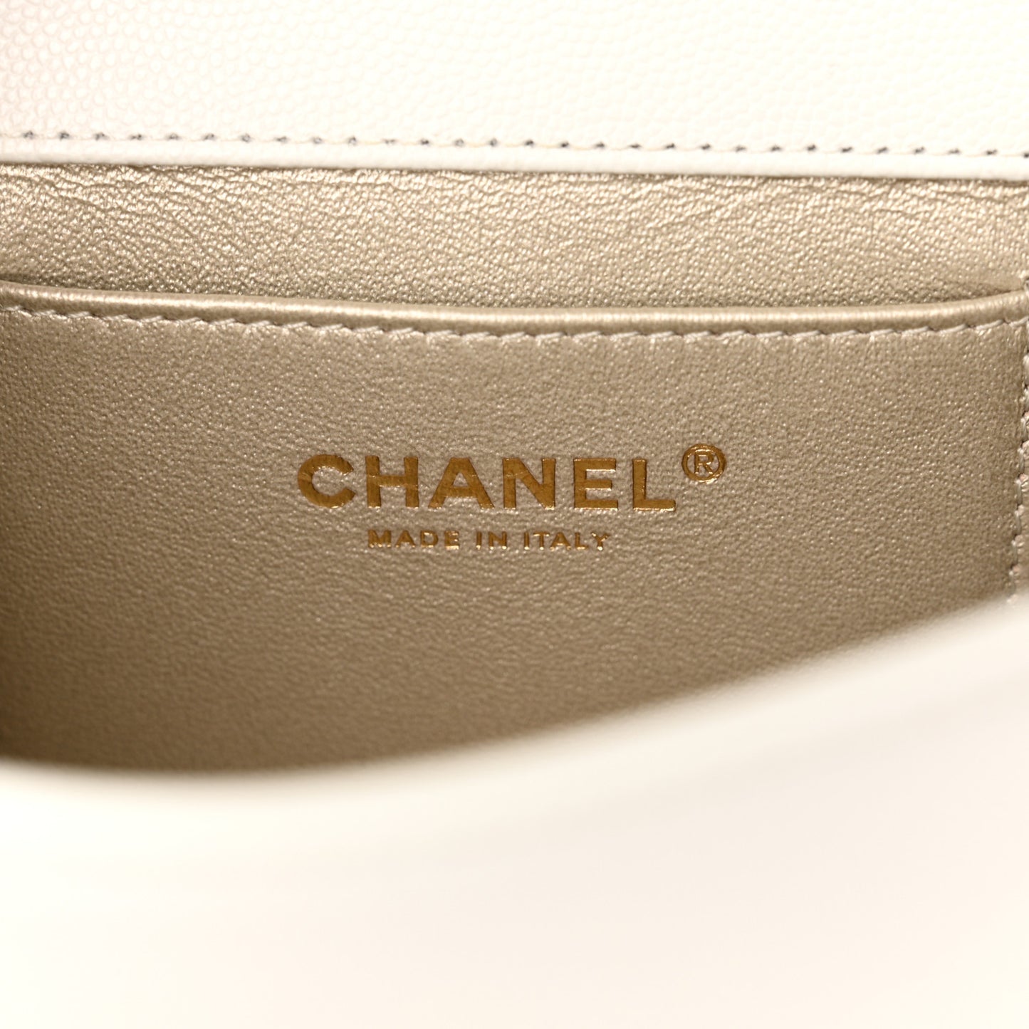 Grained Calfskin Embroidered Captain Gold Belt Bag White