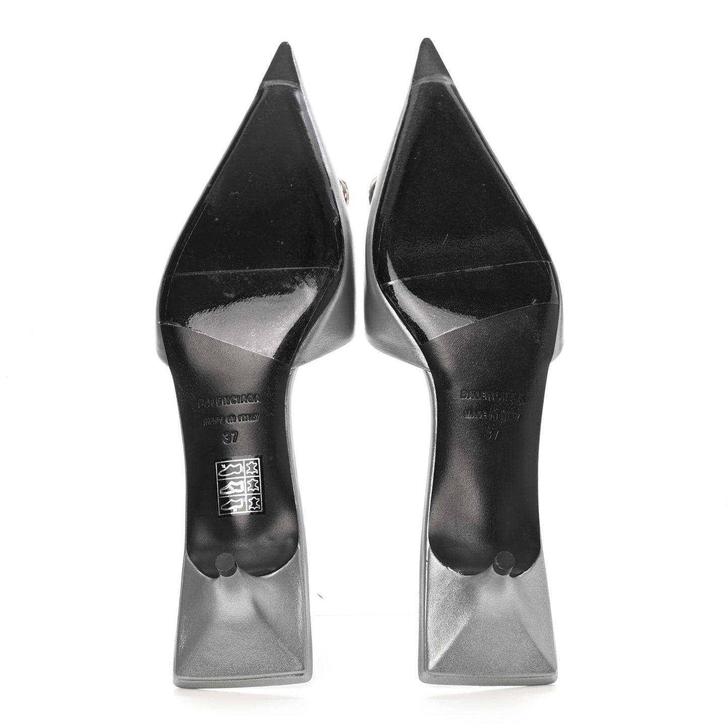 Metallic Nappa BB Square Knife Pointed Toe 40mm Mules 37 Silver
