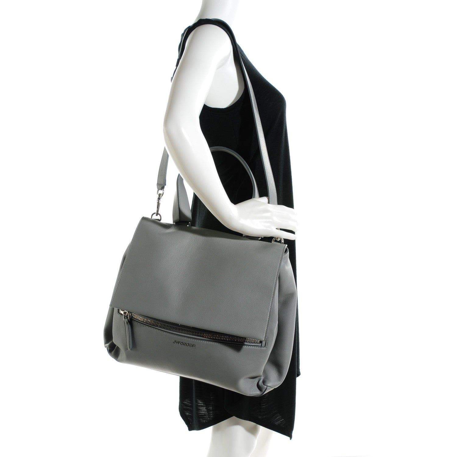 Givenchy Grained Calfskin Medium Pandora Pure Flap Bag Pearl Grey 2 of 7