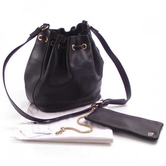 Leather Aurore Bucket Bag Black