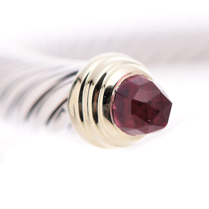 David Yurman Sterling Silver 14K Yellow Gold Pink Tourmaline 5mm Cable Classics Petite Color Bracelet 3 of 6