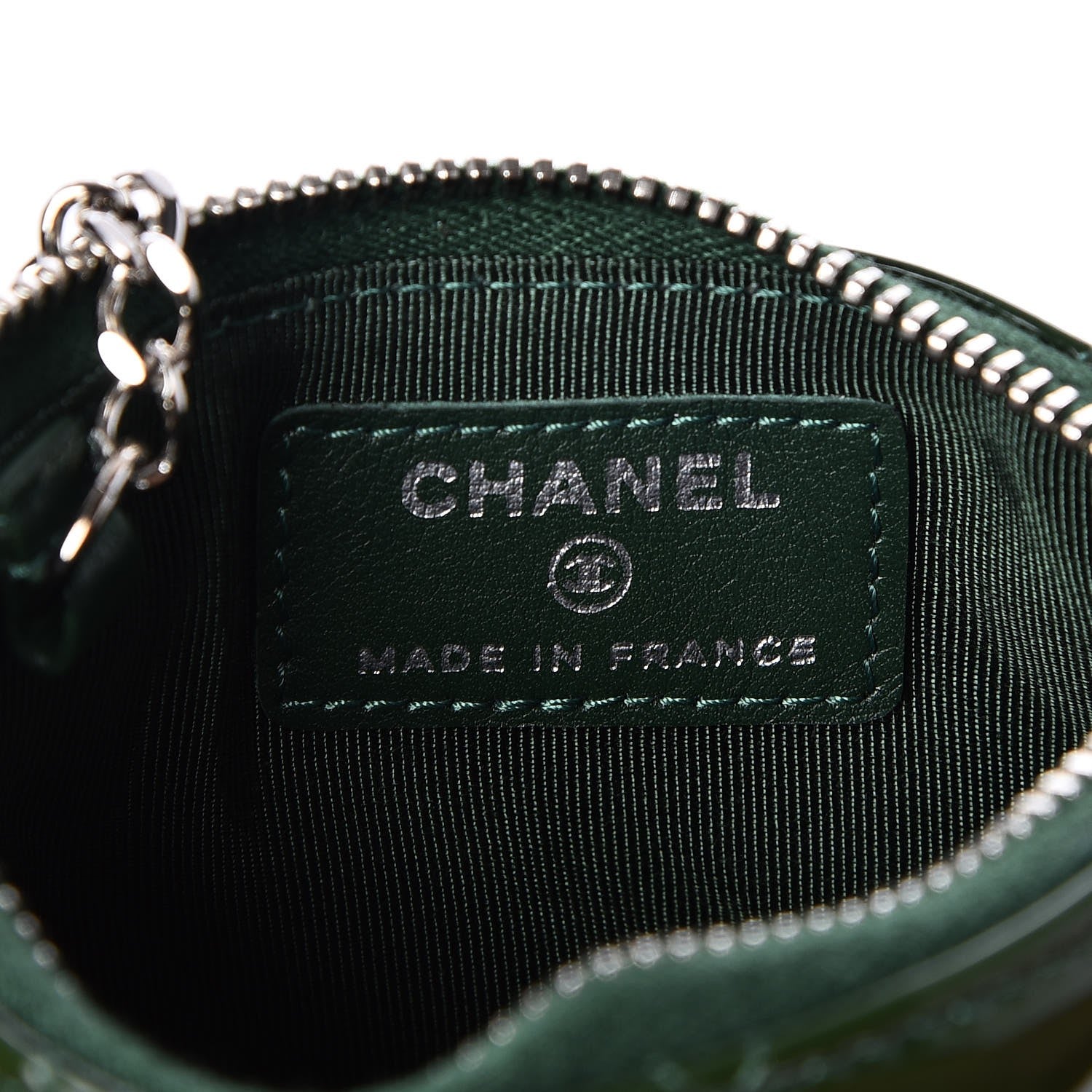 Chanel Patent Quilted Key Holder Case Green 6 of 7