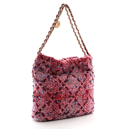 Chanel Tweed Quilted Chanel 22 Pink Burgundy 4 of 11