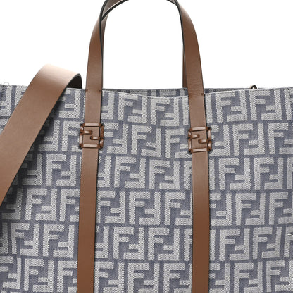Fendi Denim Vitello King F is Fendi FF Embroidered Summer Tote Myrtle Dark Nut 8 of 10