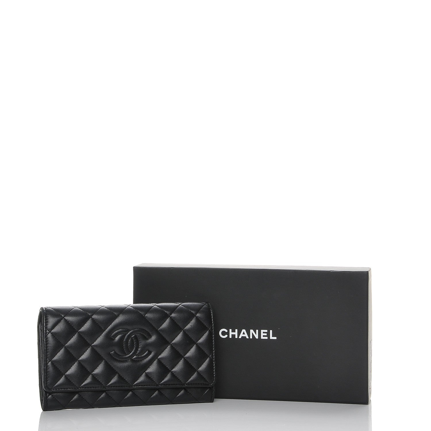 Chanel Lambskin Quilted Large Diamond CC Flap Wallet Black 9 of 9