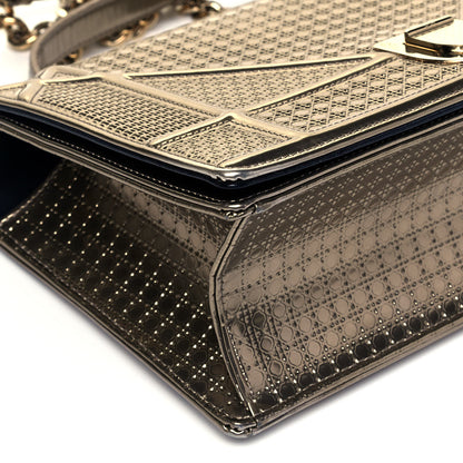 Christian Dior Metallic Patent Micro-Cannage Medium Diorama Flap Bag Gold 8 of 9