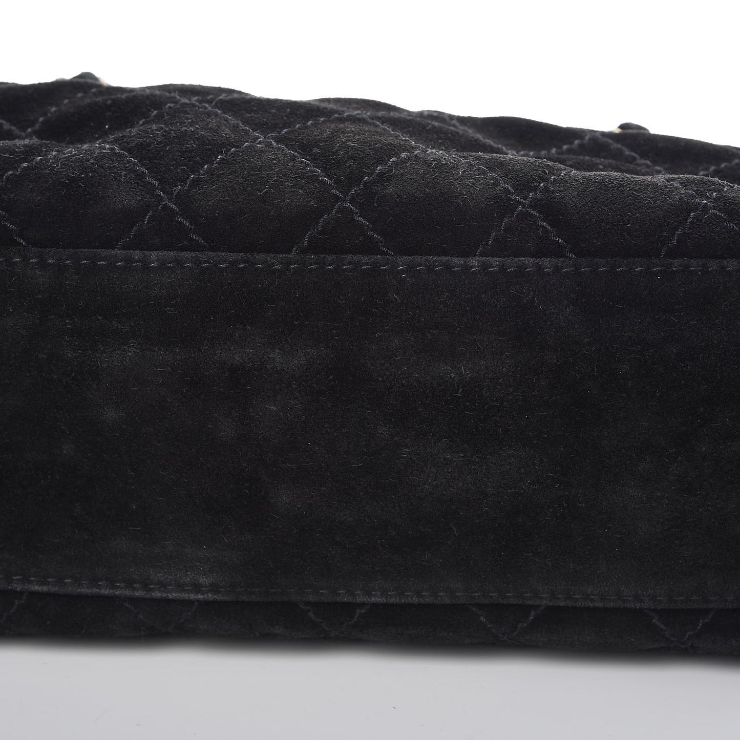 Suede Stitched Single Flap Black