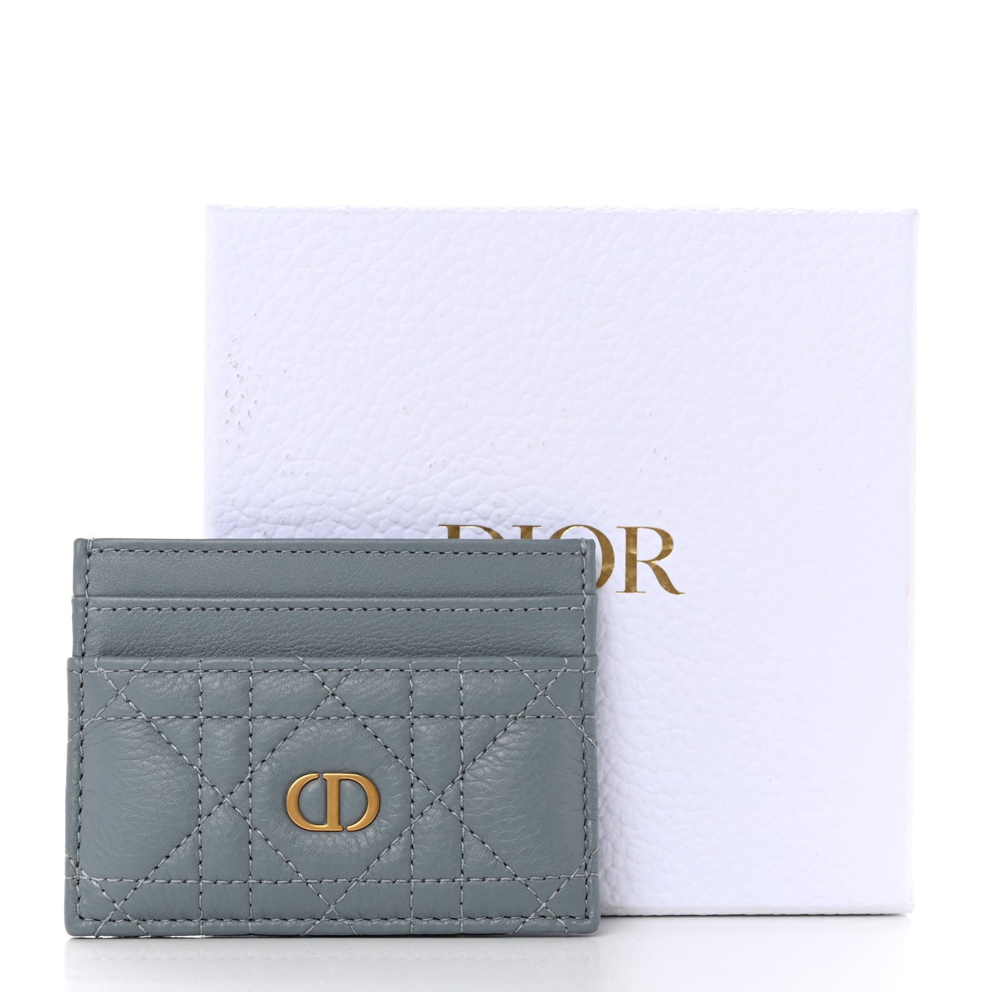 Supple Calfskin Cannage Caro Five-Slot Card Holder Cloud Blue