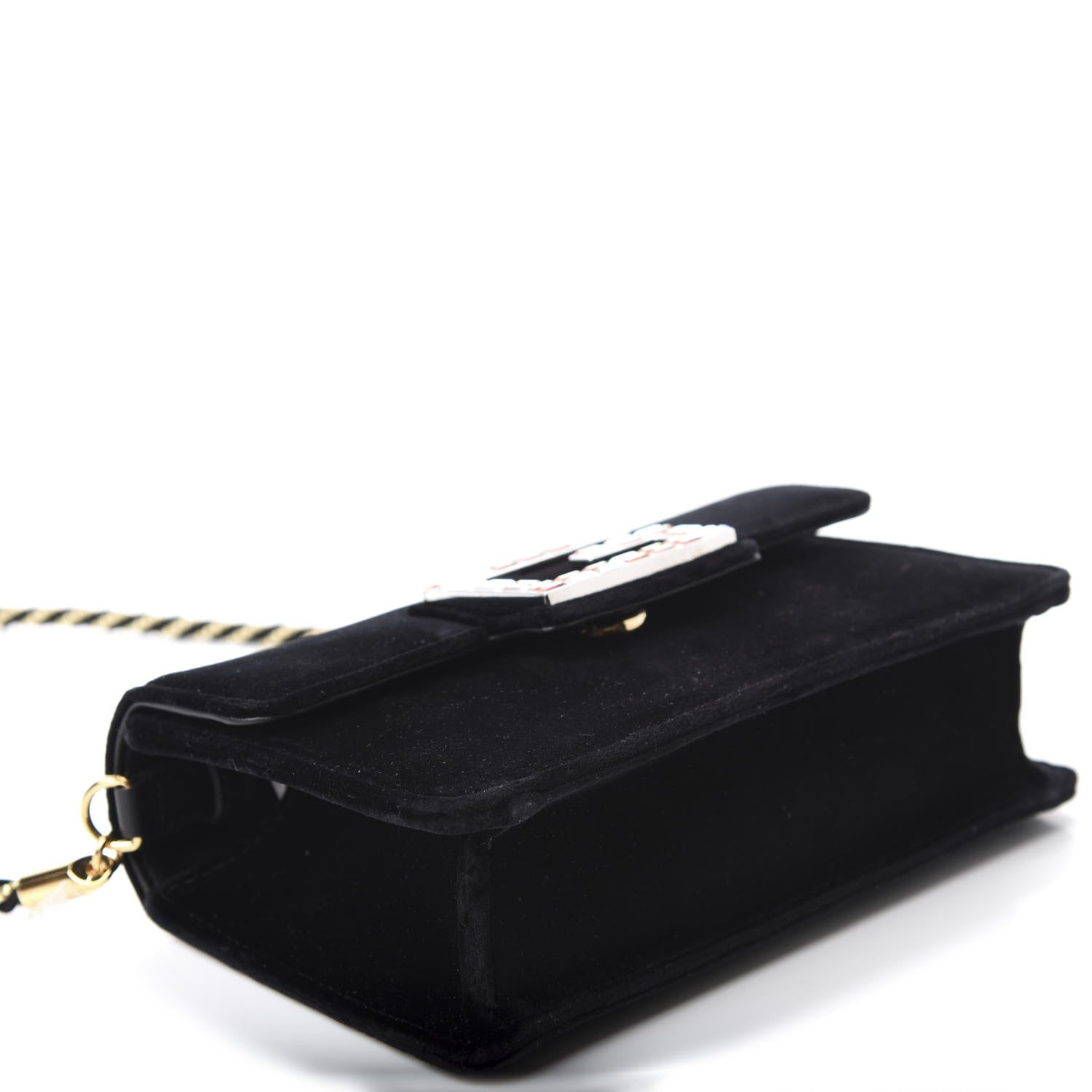 Gucci Velvet Crystal Square G Shoulder Bag Black 4 of 11