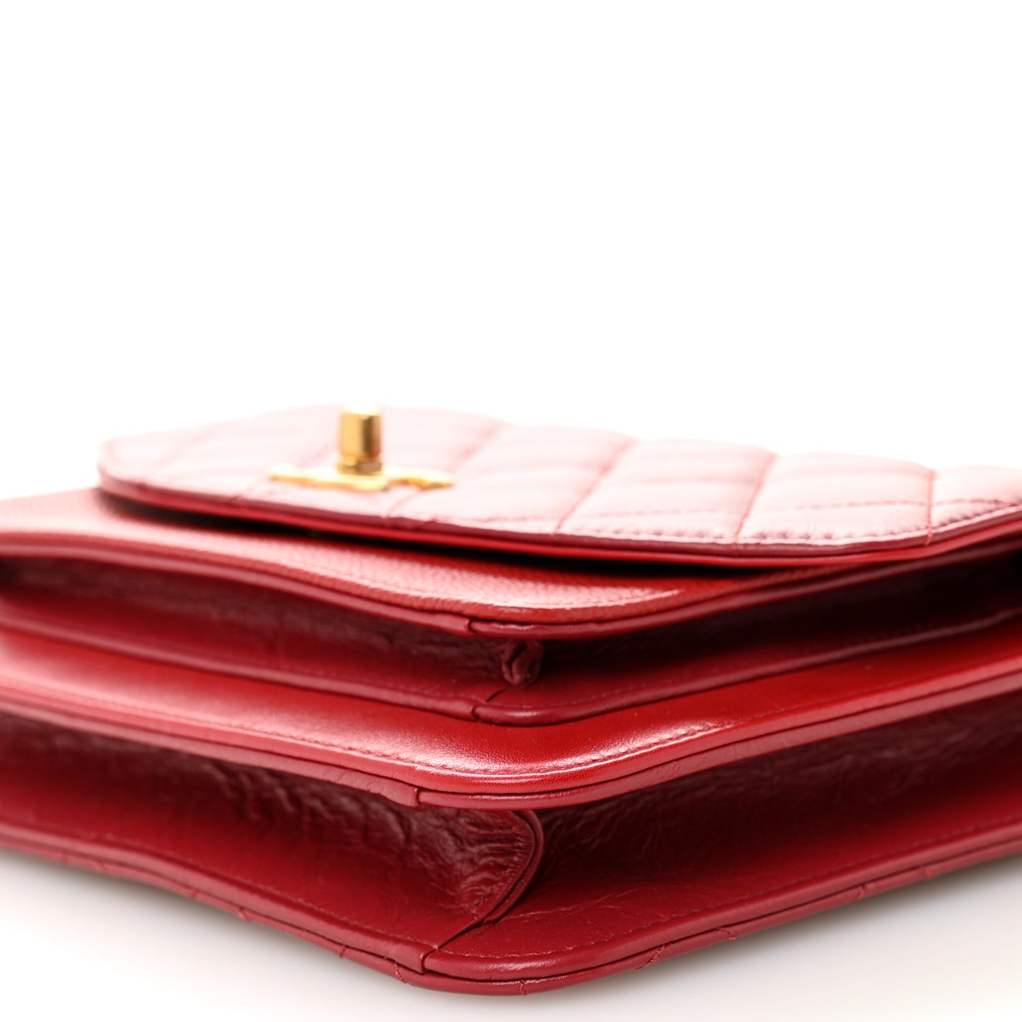 Calfskin Caviar Quilted Chain Handle Flap Red