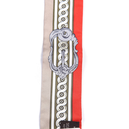 Hermes Silk Bride De Cour Twilly Corail Naturel Kaki 4 of 4