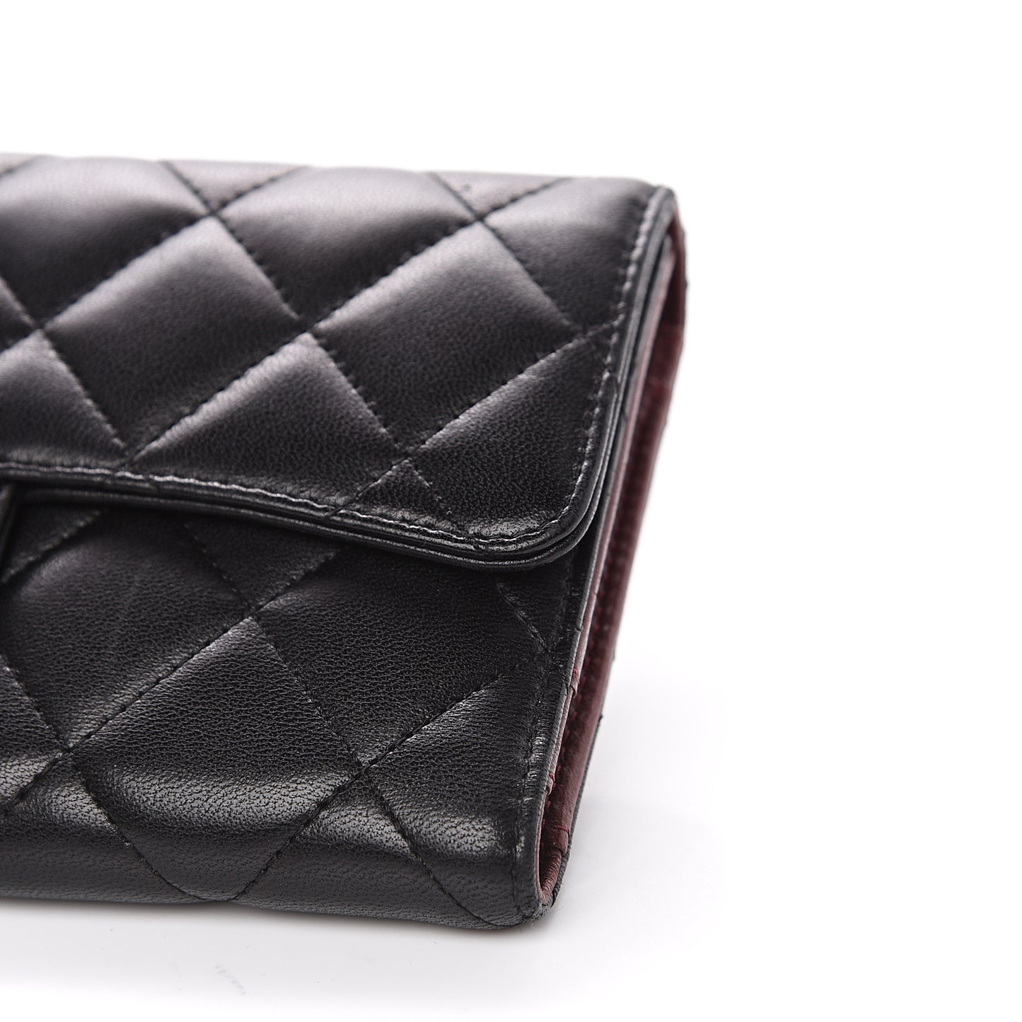 Lambskin Quilted Large Flap Wallet Black
