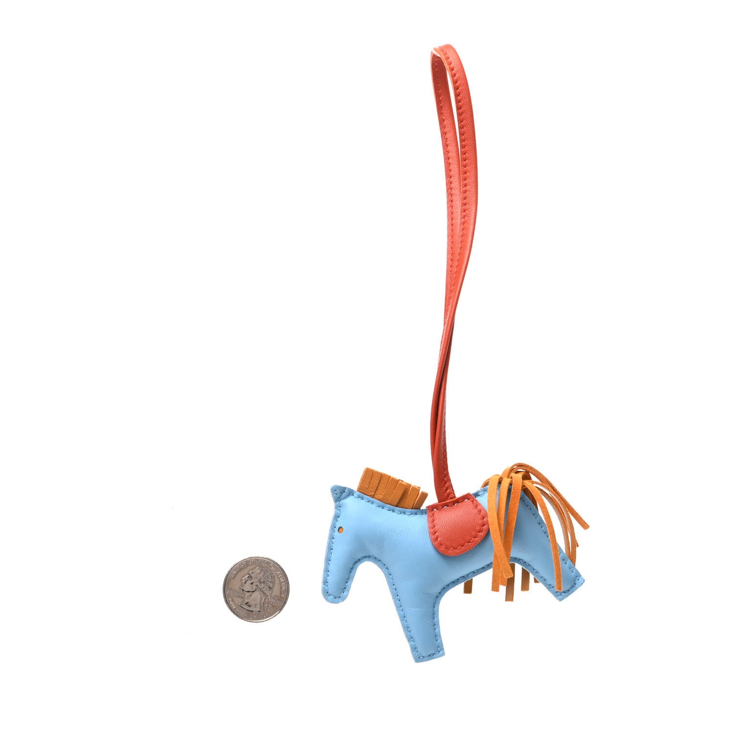 Milo Lambskin Grigri Rodeo Horse Bag Charm PM Celeste Naturel Bouton D'Or Cornaline